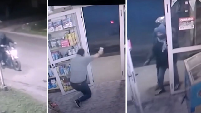 video: un grupo de ladrones quiso robar un almacen de villa elvira a los tiros y facazos