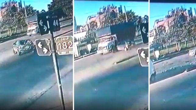 video: perdio el control del auto, se cruzo de carril en plena avenida 44 y choco con un camion