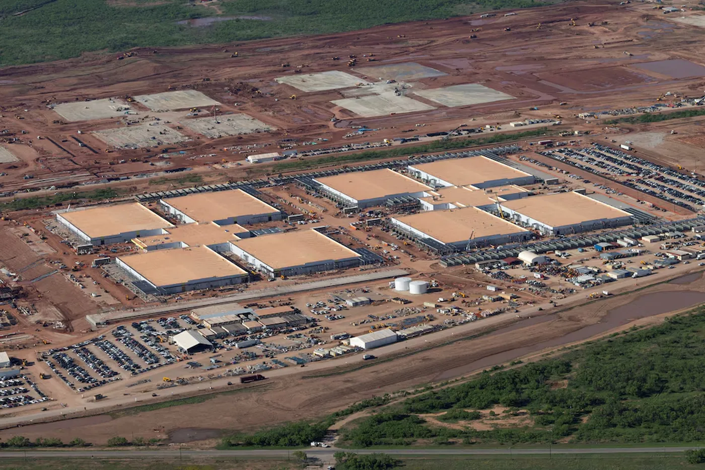 Uno de los mega data centers que OpenAI y otras big tech construyeron en Abilene
