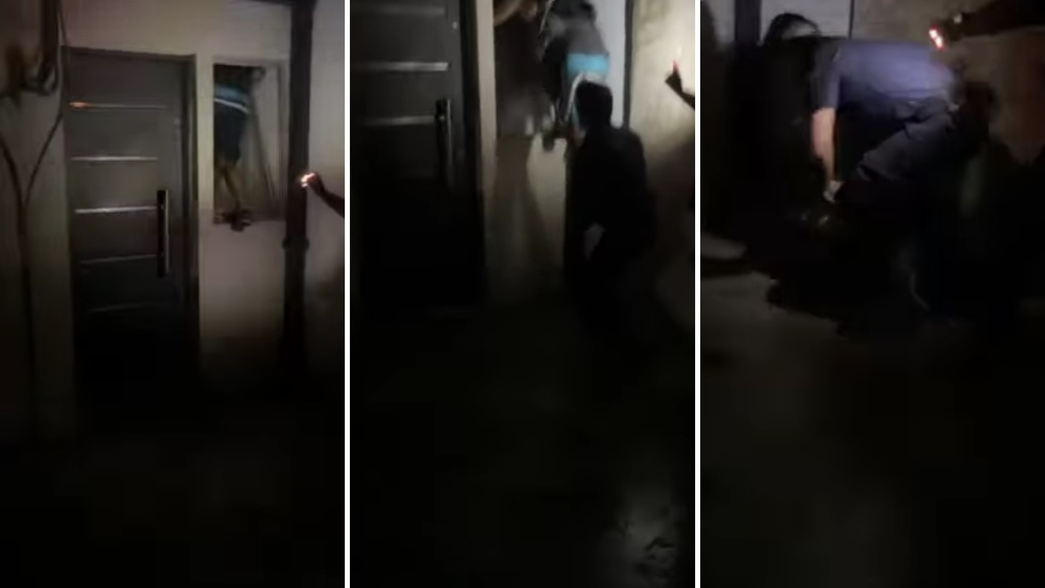 El impactante video del momento en el que atrapan a un ladrón robando en una casa