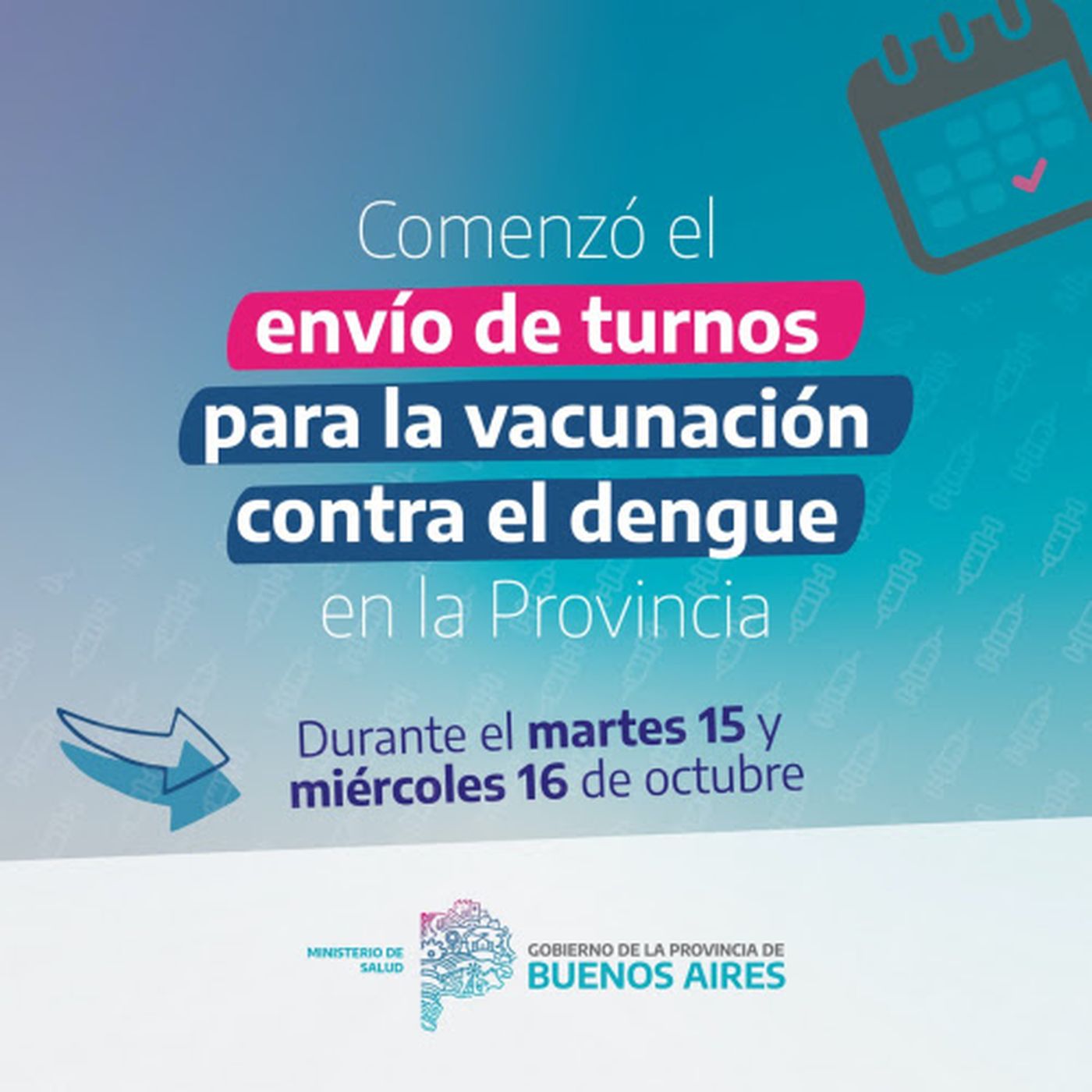 Este martes y miércoles, la Provincia envía los primeros turnos de la vacunación contra el dengue.