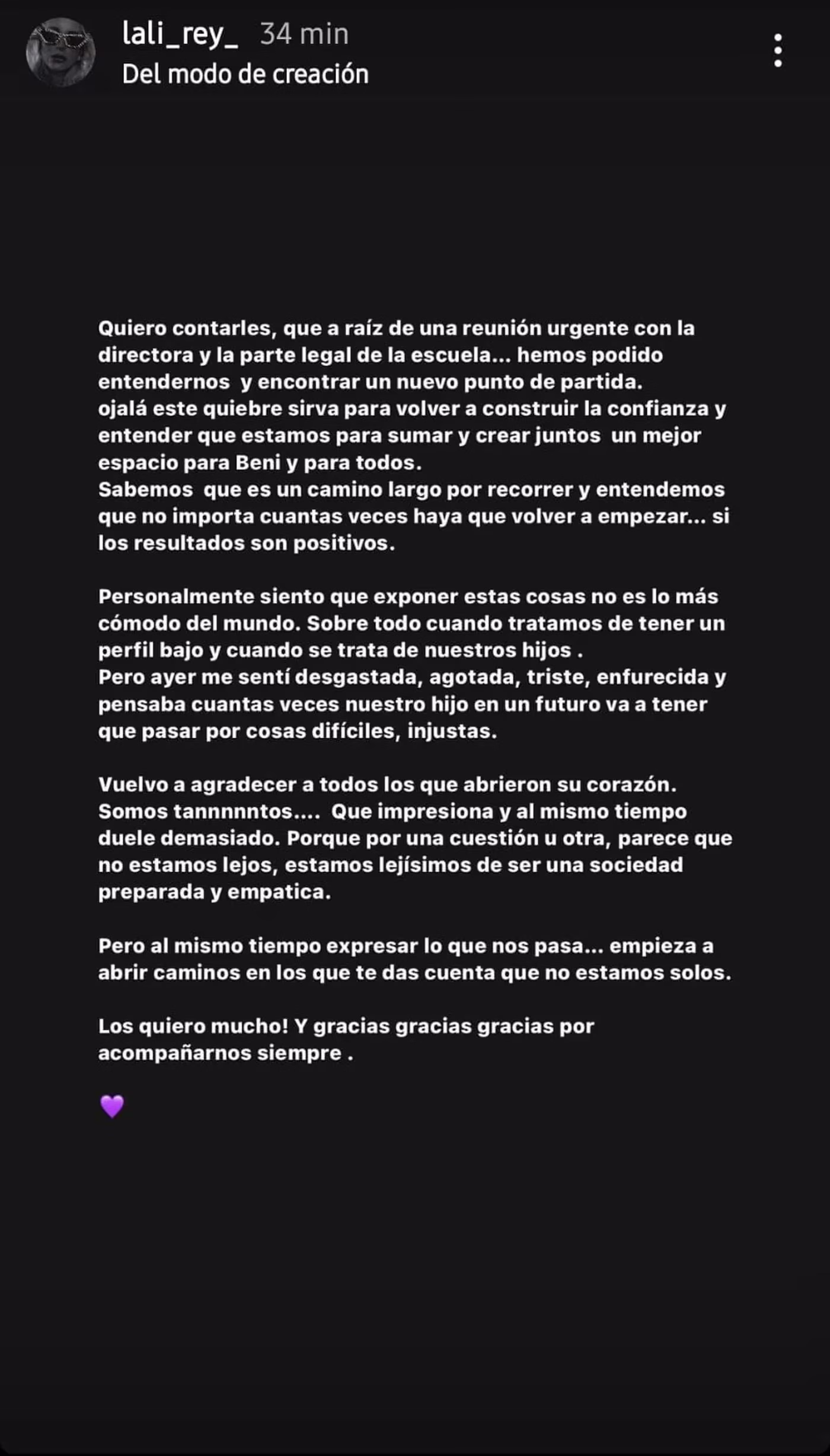 Laura, la esposa de Rodrigo Rey, aclaró la situación a través de una historia de Instagram.