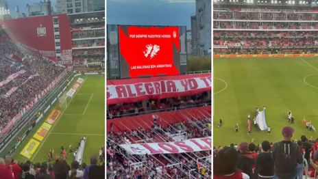 Estudiantes homenajeó a los excombatientes de Malvinas en UNO con aplausos y banderas
