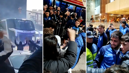 Los hinchas de Gimnasia coparon la llegada del plantel a Mar del Plata y le dieron un cálido recibimiento