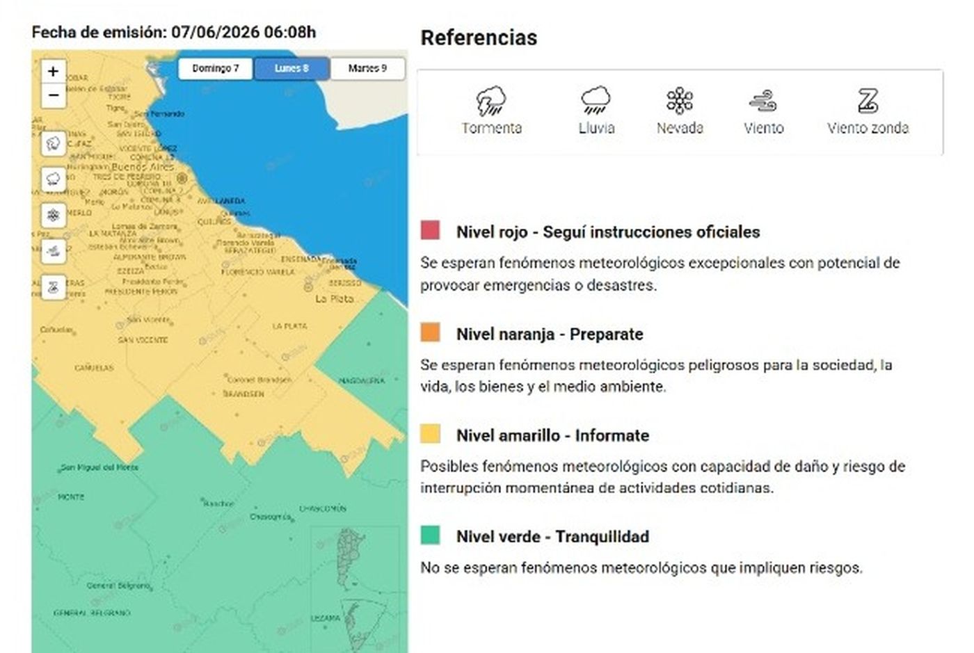 La Plata quedó bajo alerta amarilla por lluvias para este lunes