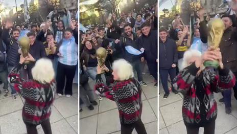 La nueva abuela la-la-la está en La Plata y levantó la Copa en 7 y 50 tras la victoria de Argentina ante Egipto La nueva abuela la-la-la está en La Plata y levantó la Copa en 7 y 50 tras la victoria de Argentina ante Egipto
