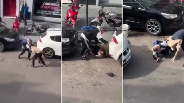 dos trapitos discutieron en pleno centro de la plata y terminaron a las pinas
