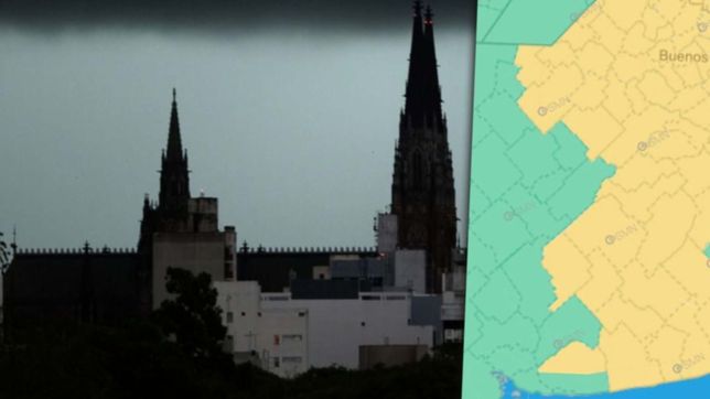 el mapa con los 100 distritos en alerta amarillo por tormentas fuertes