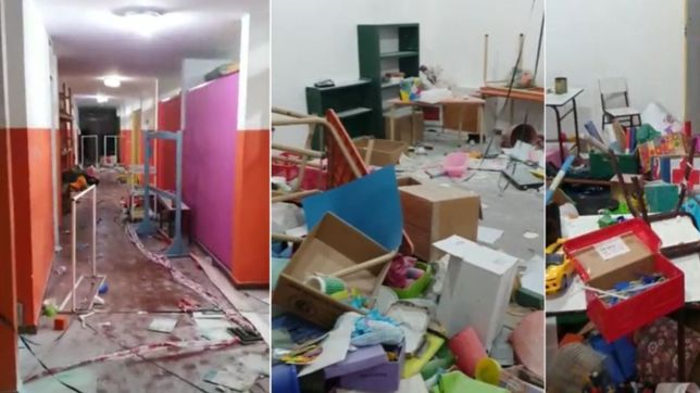 entre lagrimas, el video de la directora de un jardin destrozado por delincuentes