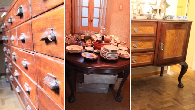 muebles antiguos, libros, cristaleria y mucho mas en la venta de garaje de la historica casona del centro