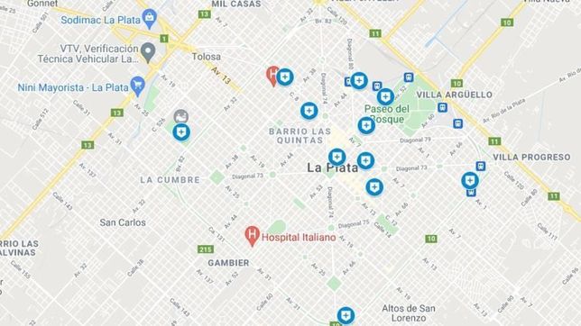 el mapa de los vacunatorios por el covid-19 en la plata