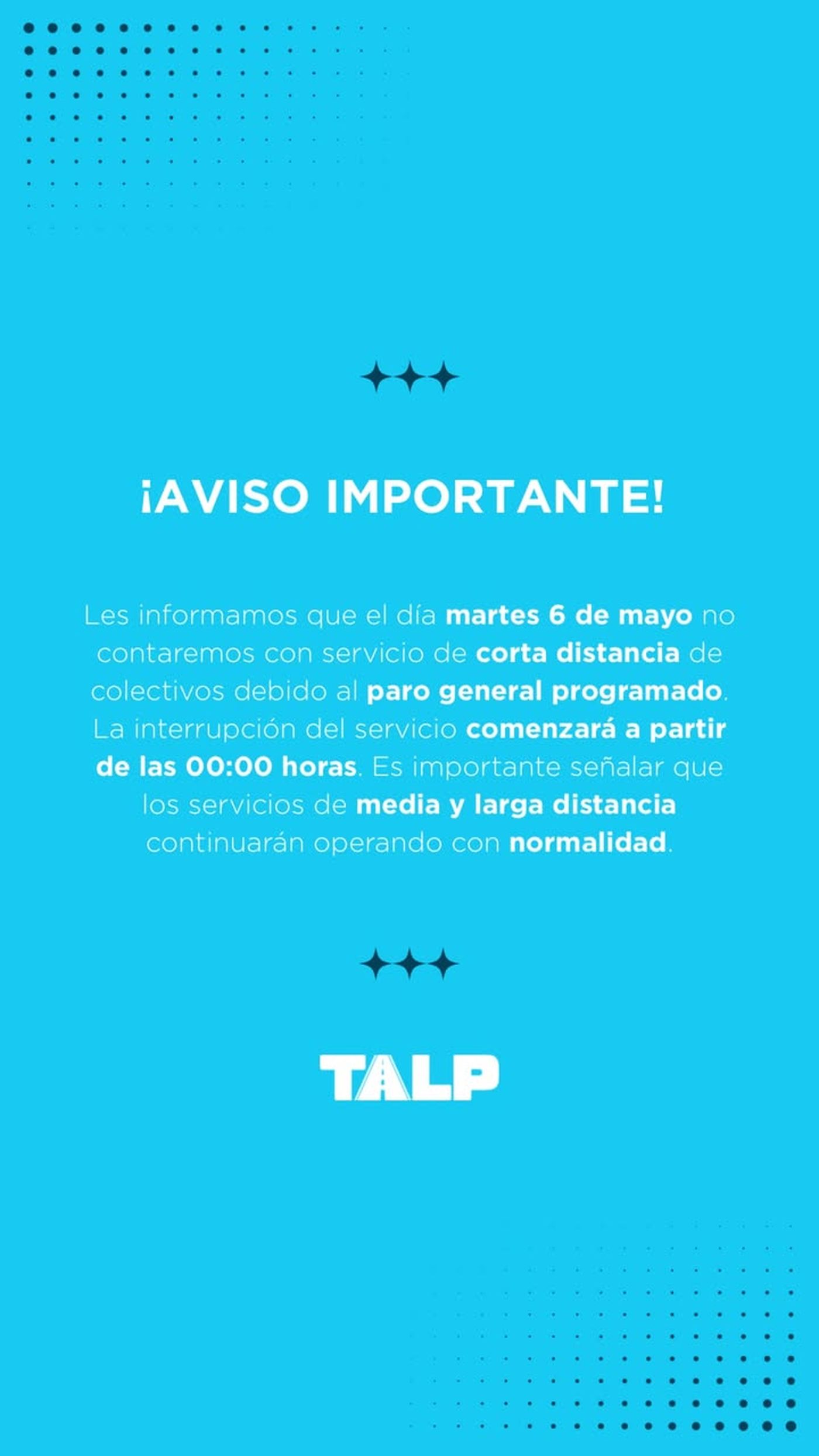 El comunicado del TALP sobre el paro de micros El comunicado del TALP sobre el paro de micros