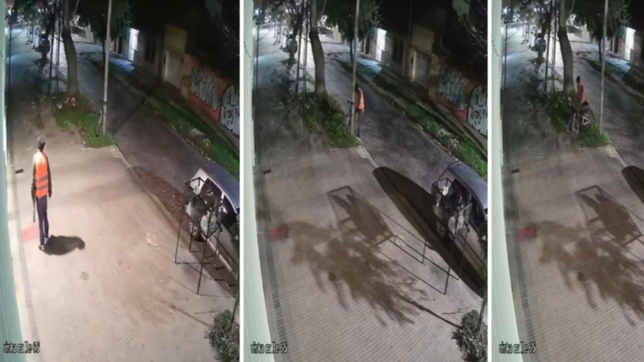 video: un hombre disfrazado como trabajador municipal robo una bici en segundos