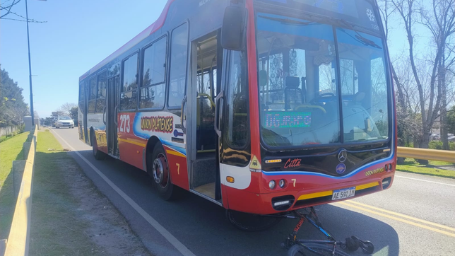 un ciclista termino internado en gonnet tras ser atropellado por un micro