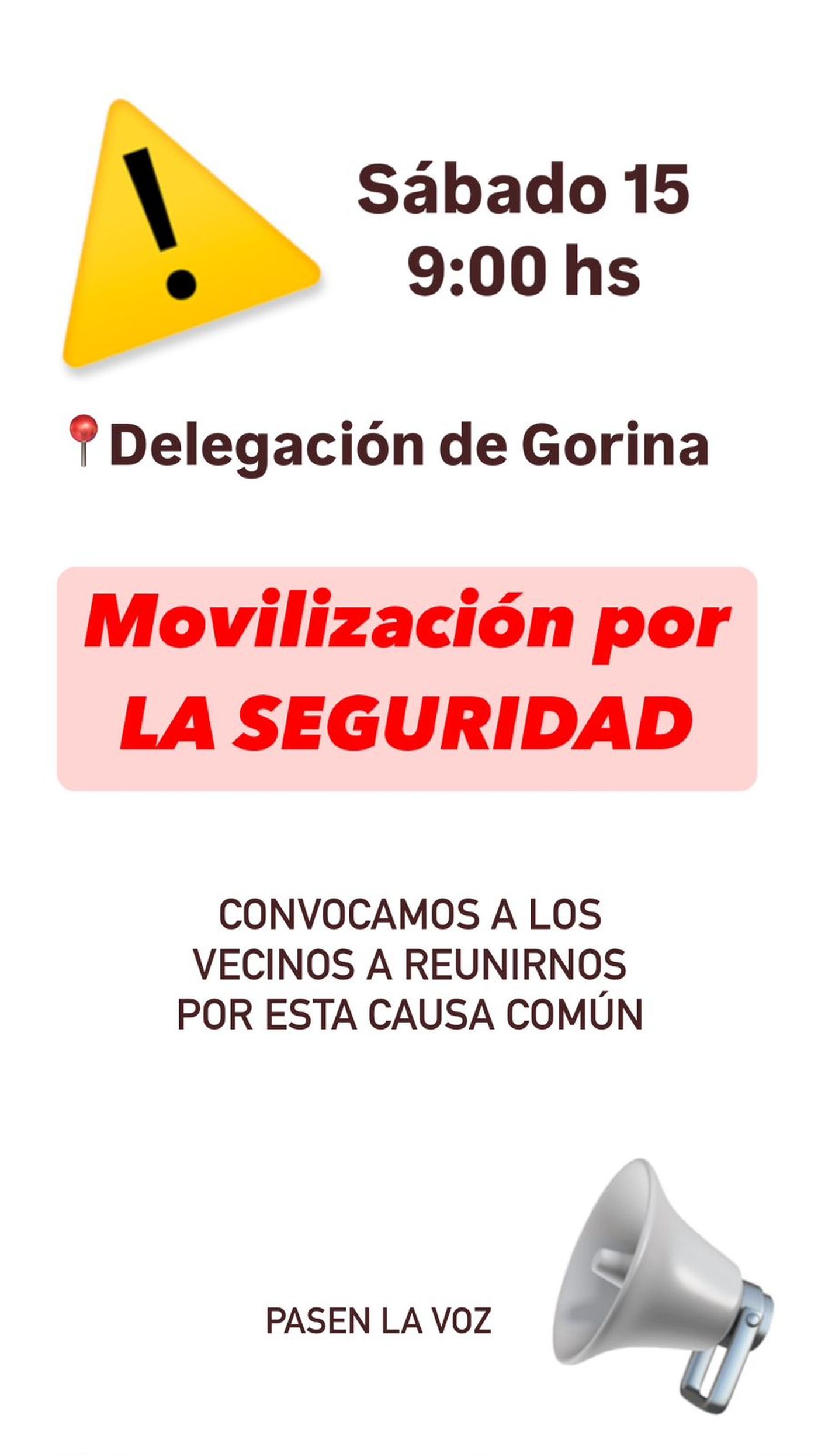 El flyer que los vecinos de La Plata difundieron para convocar a movilizar a la delegación de Gorina. El flyer que los vecinos de La Plata difundieron para convocar a movilizar a la delegación de Gorina.