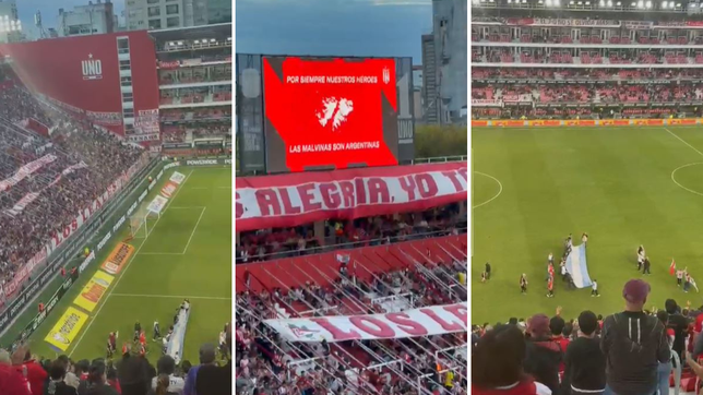 estudiantes homenajeo a los excombatientes de malvinas en uno con aplausos y banderas