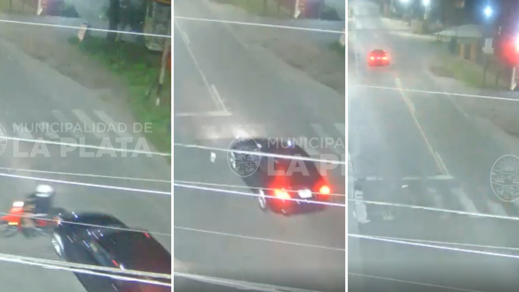 Cruzó el semáforo en rojo en La Plata, atropelló a un motociclista, huyó y ahora buscan identificarlo