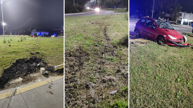 manejaba borracho en berisso, choco contra una rotonda y destrozo su auto