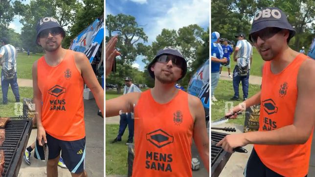 el hincha de gimnasia que es furor con su parrilla para los hinchas argentinos en el mundial