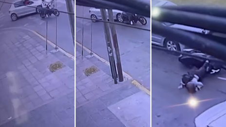 Una motociclista fue atropellada por un auto que se fugó y denuncia que la venían siguiendo para robarle Una motociclista fue atropellada por un auto que se fugó y denuncia que la venían siguiendo para robarle