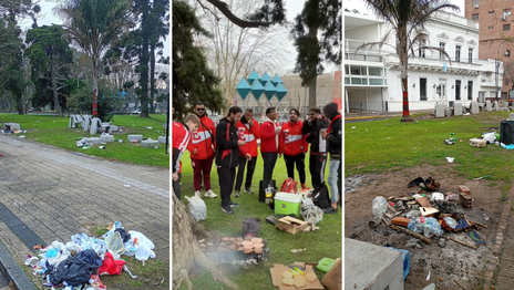 El día después del clásico platense: basura, restos de asados y una plaza en pésimas condiciones
