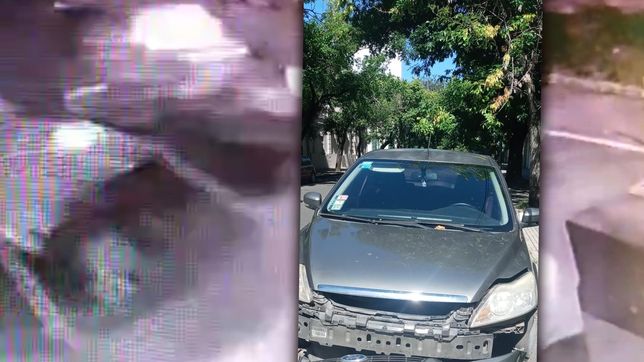 encontraron el auto que choco a otro que estaba estacionado, huyo y quedo filmado en la plata