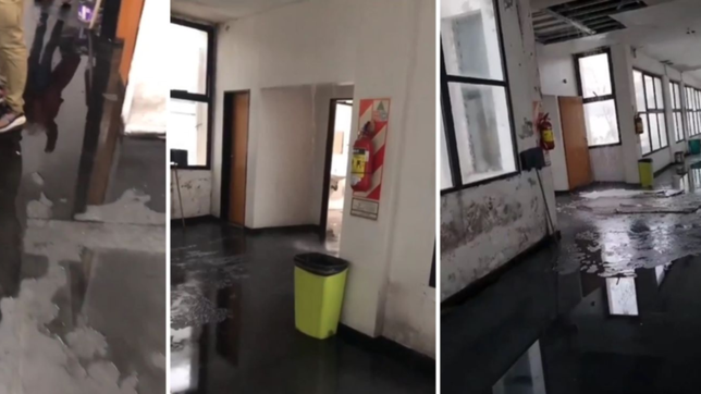 video: el agua hizo estragos en una facultad de la unlp y se suspendieron las clases