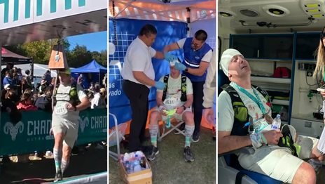 El insólito festejo de un maratonista de La Plata que cabeceó un cencerro en la línea de llegada y terminó herido El insólito festejo de un maratonista de La Plata que cabeceó un cencerro en la línea de llegada y terminó herido
