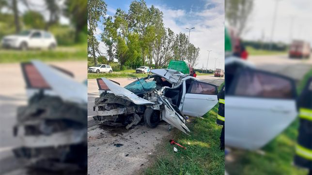 impresionante choque entre auto y un camion en los hornos: hay tres heridos