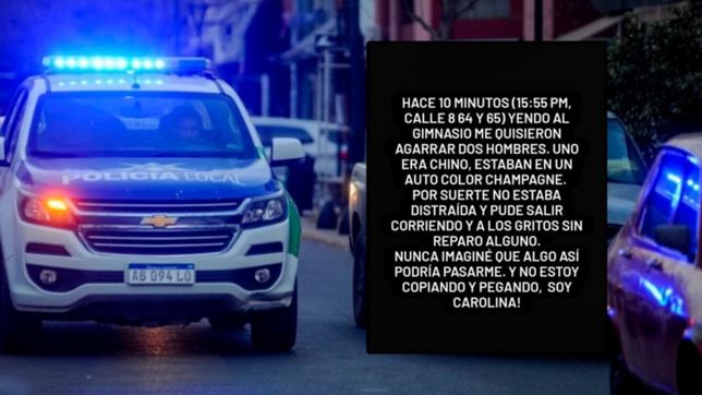 preocupacion en la plata: una chica denuncio que quisieron raptarla camino al gimnasio