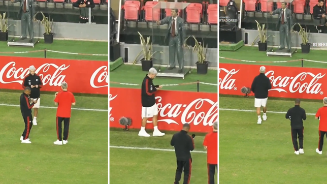 el gesto de una figura de flamengo que sorprendio en la previa al partido con estudiantes