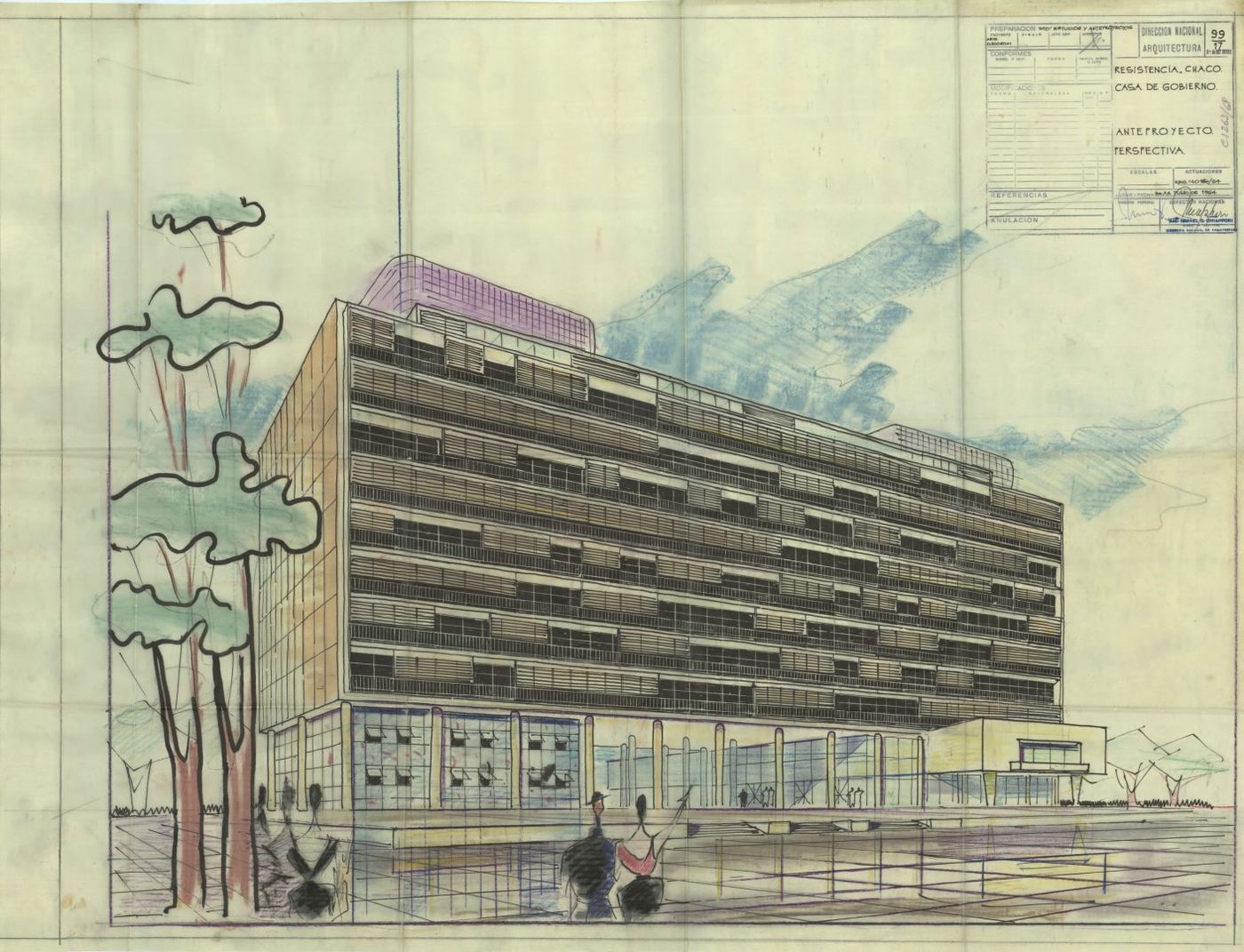 Diseño en perspectiva rescatado entre los papeles de la obra.