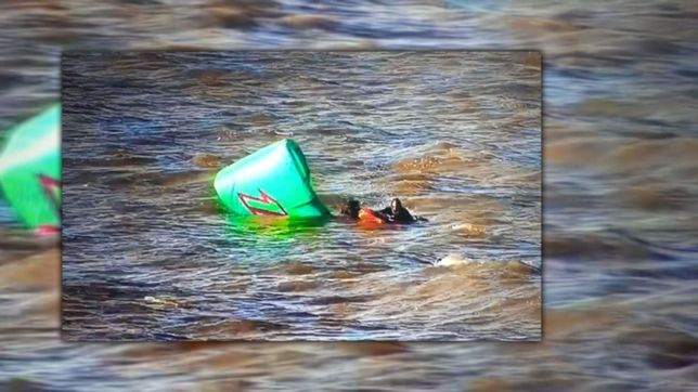 susto en punta lara cuando una persona que practicaba kitesurf quedo varado en el rio