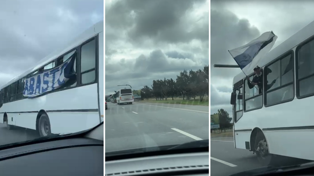 la caravana de los hinchas de gimnasia para copar lanus