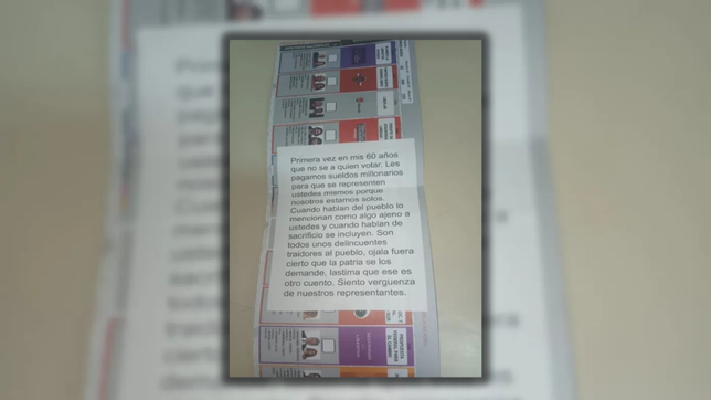 aparecio una nueva carta de un votante de la plata en una boleta electoral: traidores a la patria