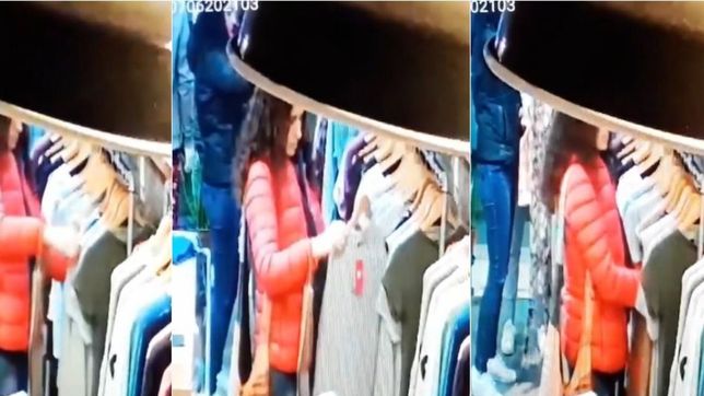 video: una mechera quedo filmada mientras robaba prendas en un local de city bell