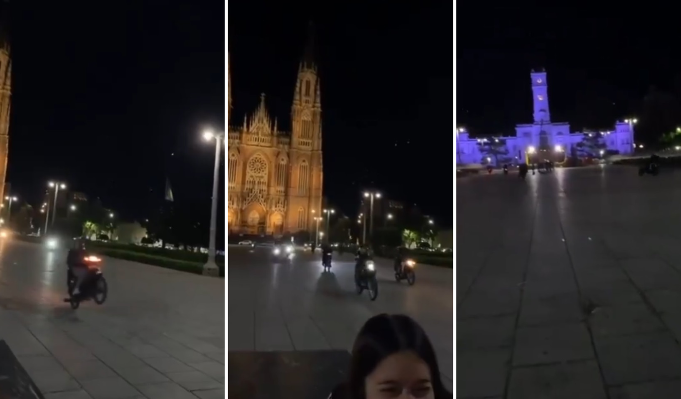 Motoqueros en Plaza Moreno