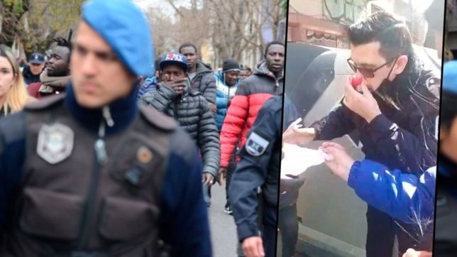 video: un policia termino con el tabique roto en un operativo contra la venta ilegal