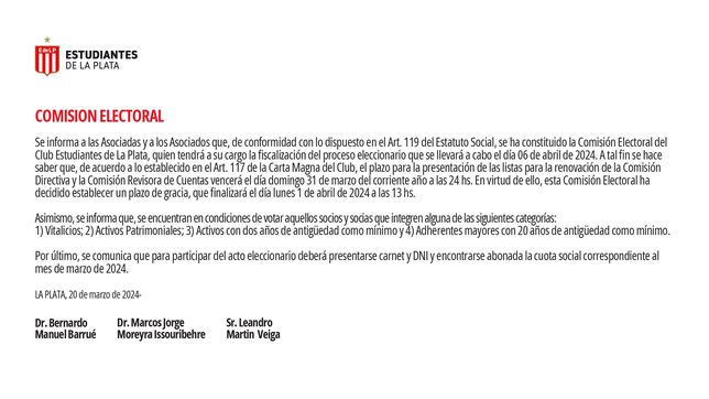 estudiantes convoca a la comision electoral