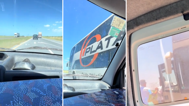 un micro perdio una valija en plena ruta 11 y dos jovenes lo persiguieron para devolverla