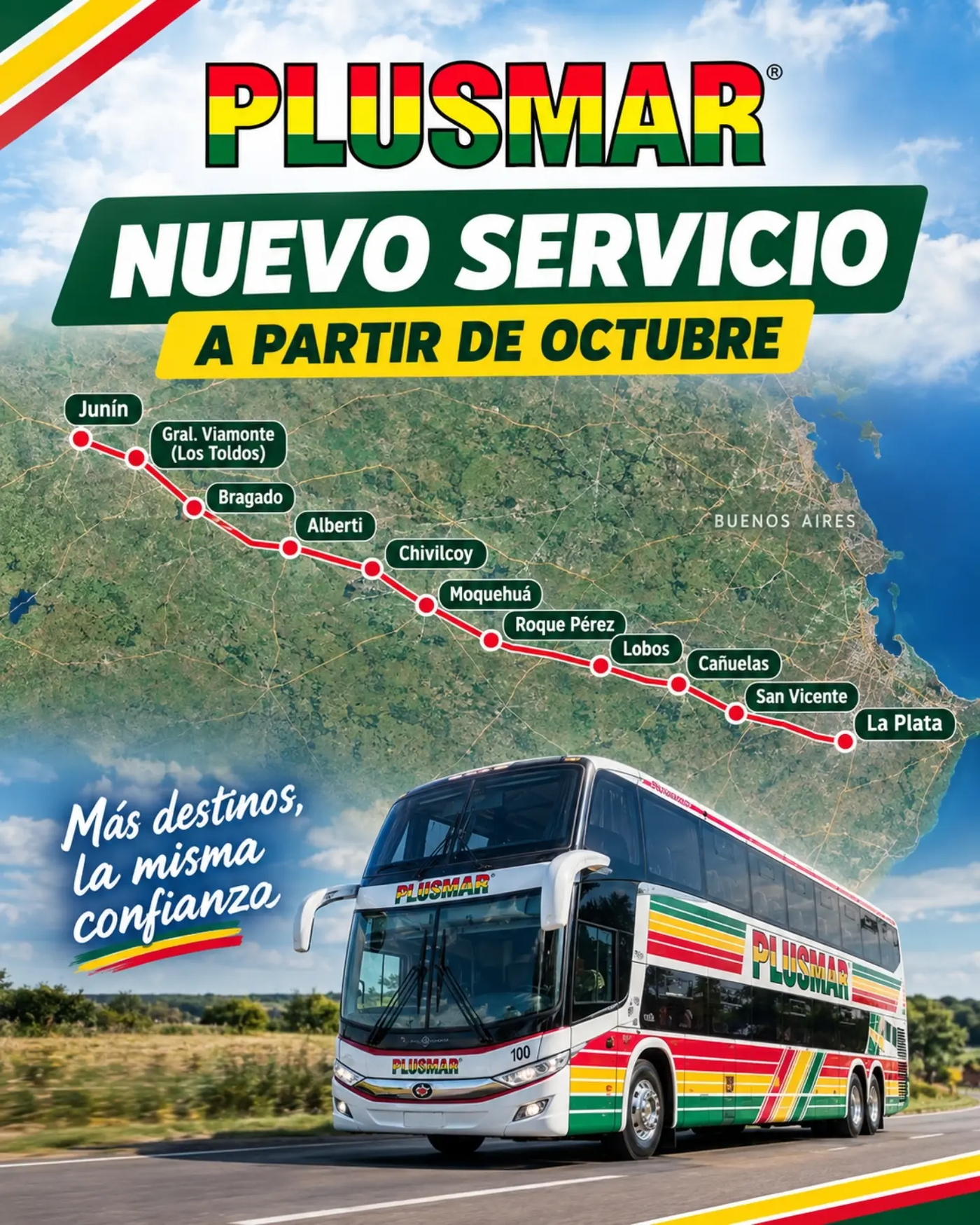 Así será el recorrido de los micros de Plusmar que prestarán el nuevo servicio