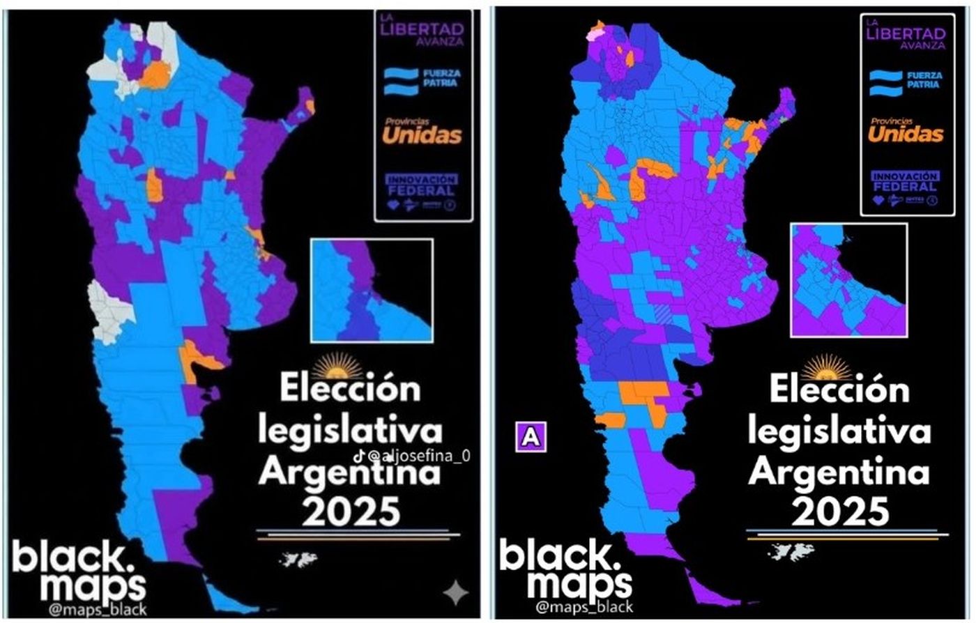 A la izquierda, el mapa modificado. A la derecha, el mapa original publicado por @BlackMaps.
