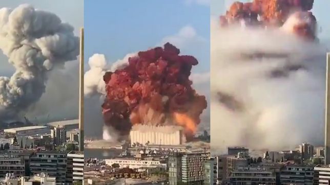 cuadro por cuadro, el video que muestra la onda expansiva de la explosion en beirut
