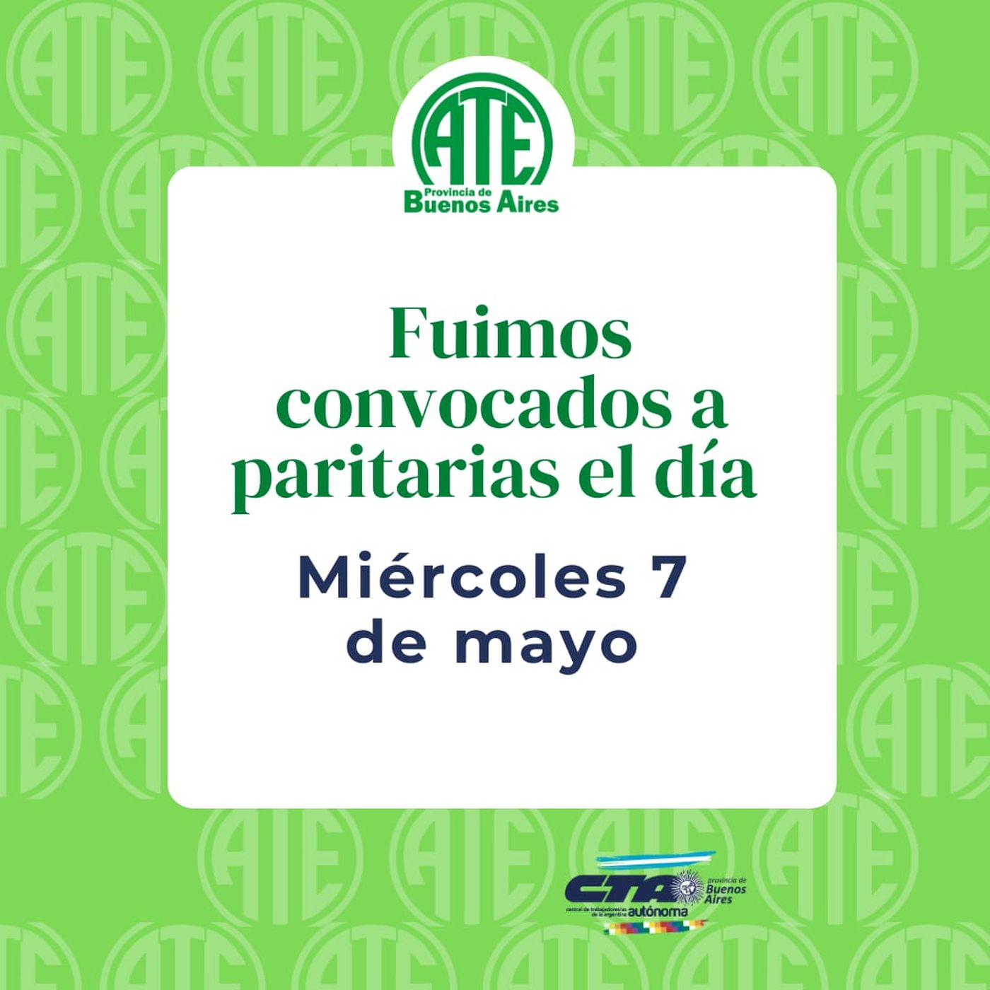 El gremio ATE anunció que Provincia los convocó a una nueva reunión.