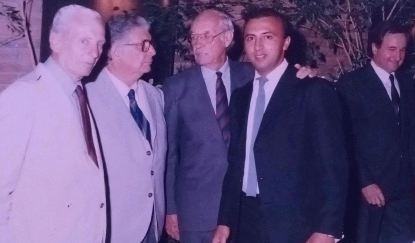 Sbarra, Ignomiriello, Kistenmacher, con el egresado Néstor Amiconi, ex Estudiantes.