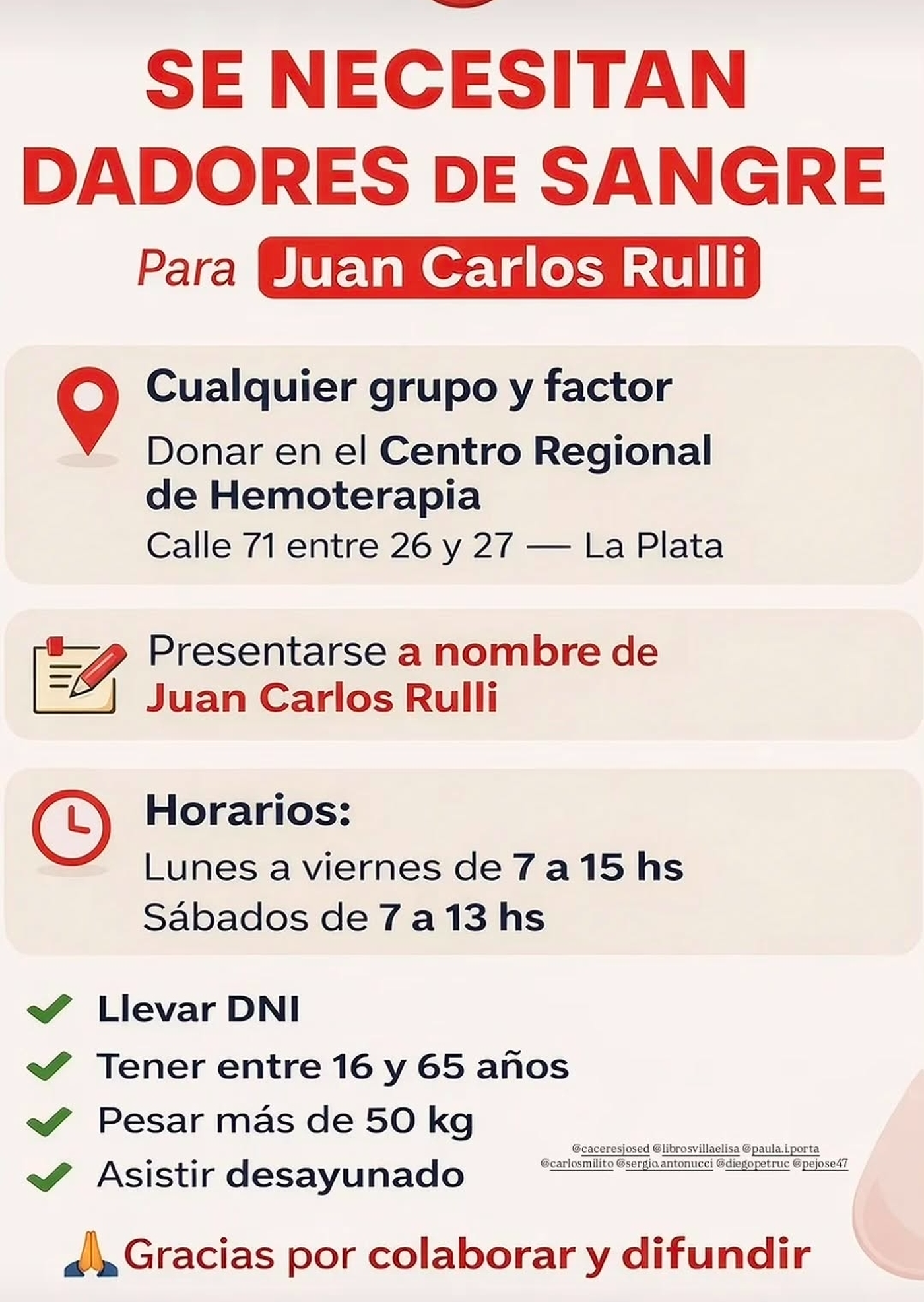 Piden dadodres de sangre en La Plata para Juan Carlos Rulli