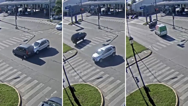 paso en rojo, choco, volco y fue atendido por una ambulancia que venia detras