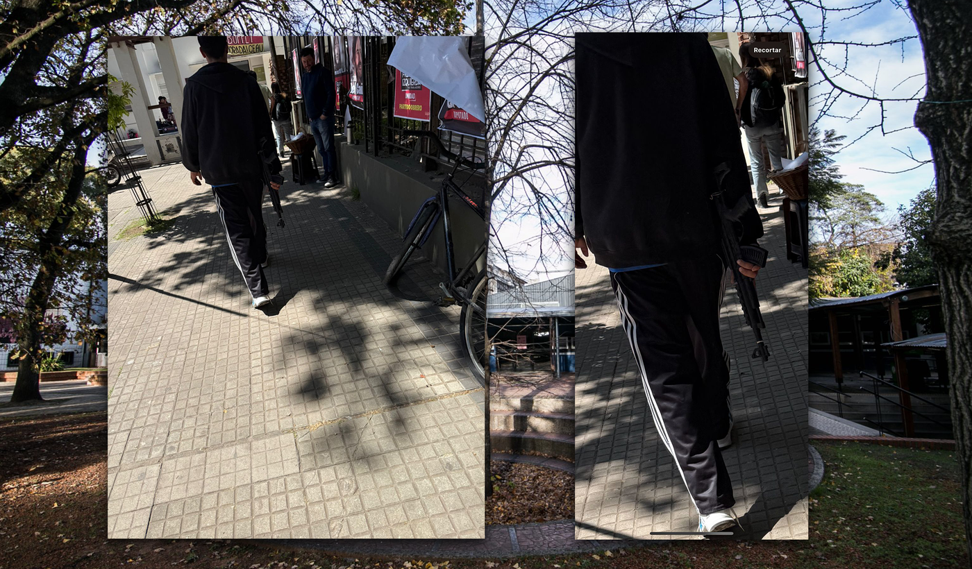 Chico con arma de juguete en la facultad de Arquitectura