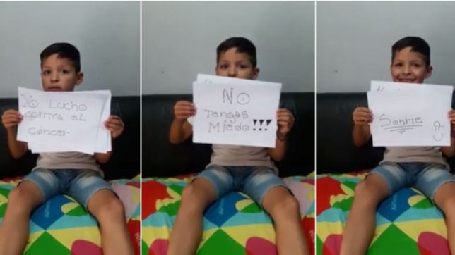 no estamos solos, el mensaje de un nene enfermo en el dia contra el cancer infantil