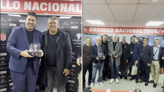 el video del afectuoso encuentro entre chiqui tapia y martin gorostegui en la previa de la final